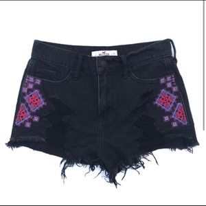 Black designed jean shorts